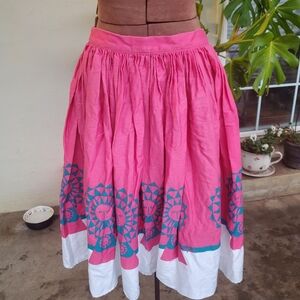 Mary Blaor Print Pinup Couture Pink and White A-Line Skirt